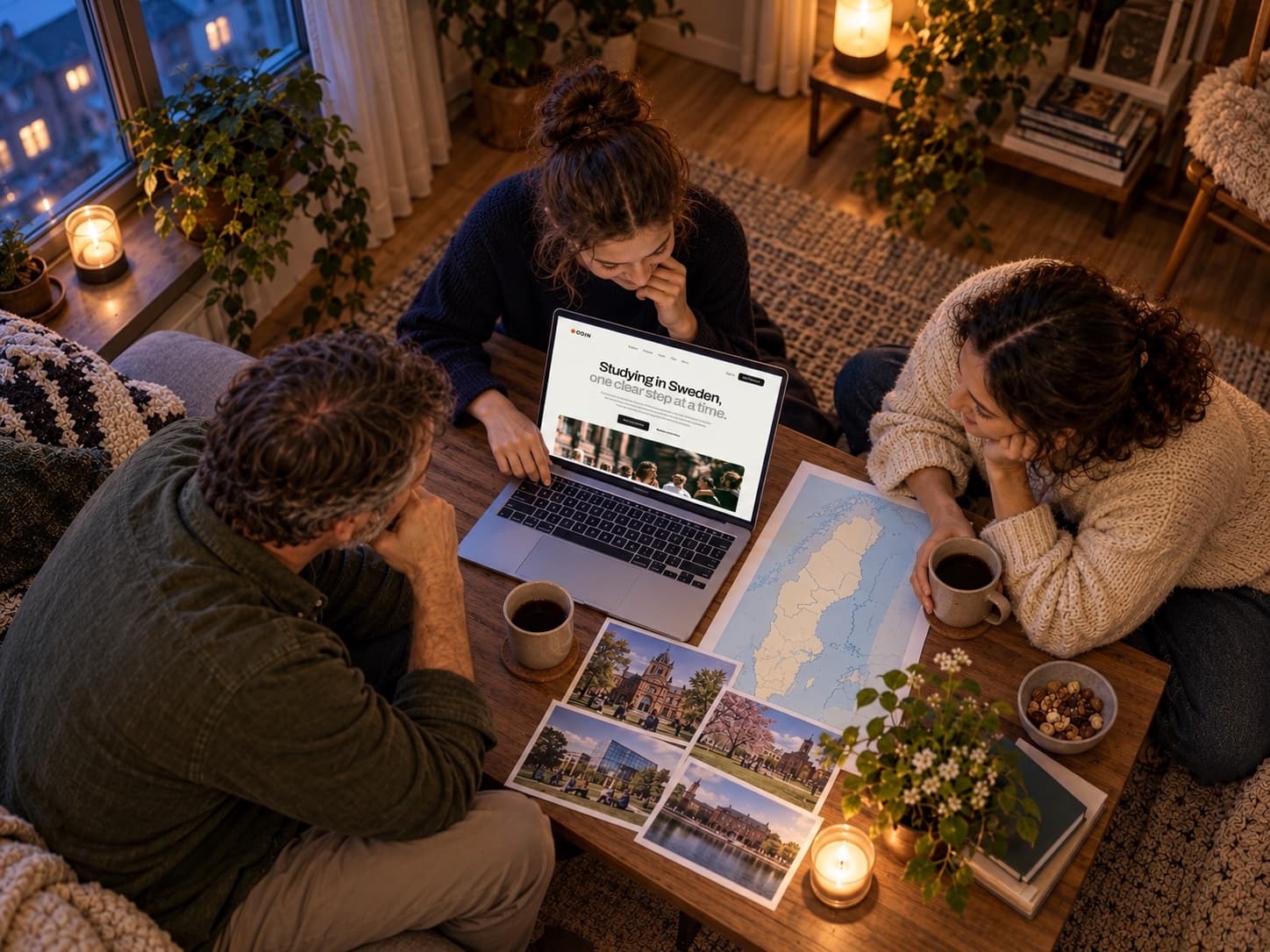 A prospective student exploring university options with her family